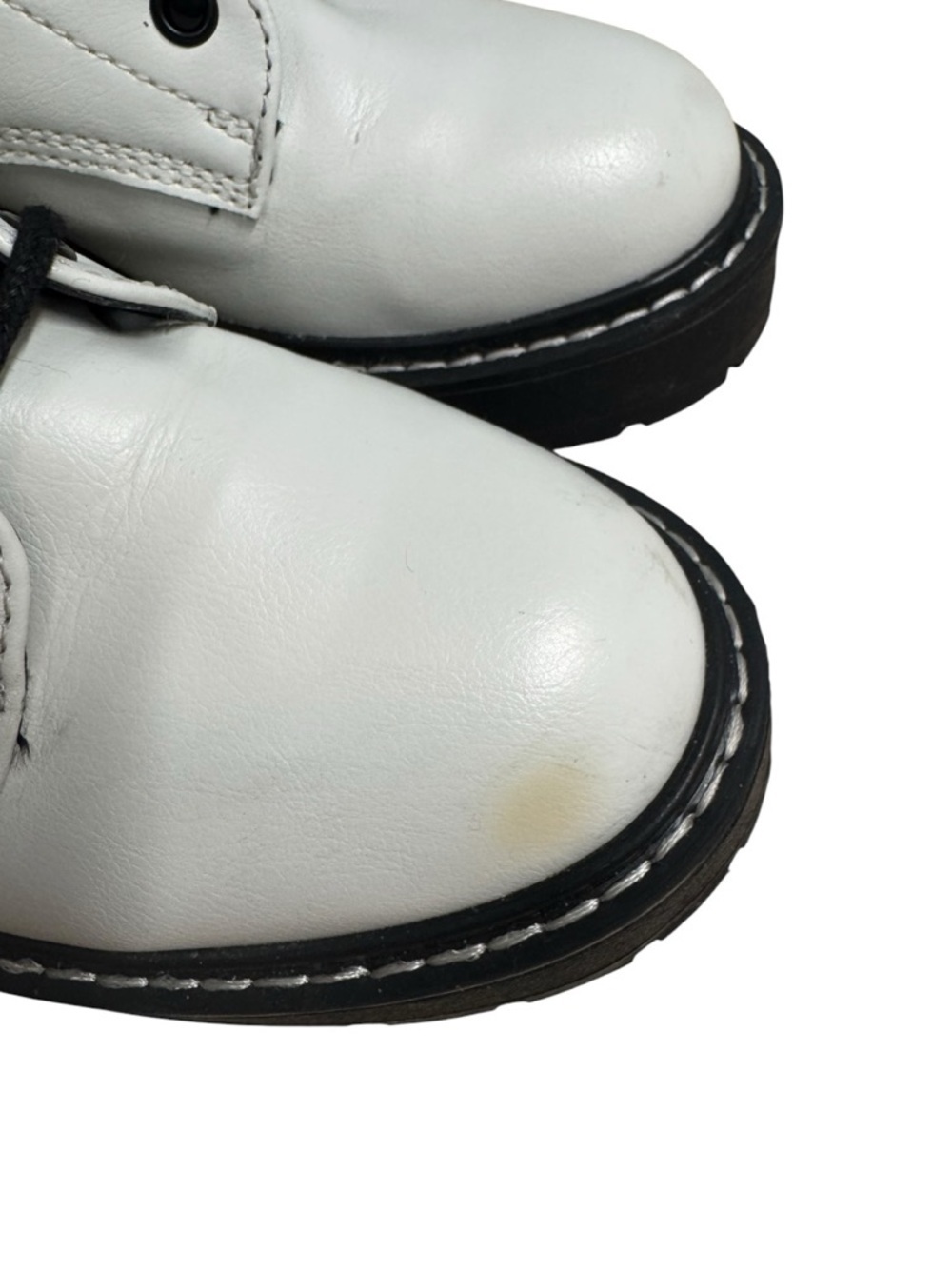 Madden Girl Carra White Lug Sole Combat Ankle Boots Womens US 6.5 Zip - Picture 8 of 10